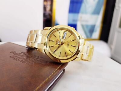 Pre-owned Seiko 5 Snke56k1 Automatic Gold Tone Stainless Steel Analog Men's Dress Watch