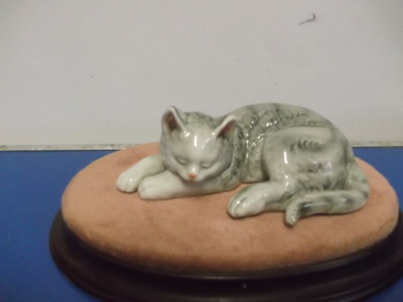 Grey Sleeping Cat  Figurine / Ornament
