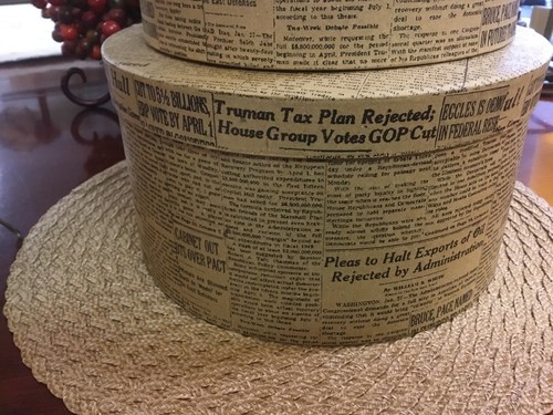 Set Of (3) Vintage Newspaper Print-Stacking Boxes-NEW-Excellent! LOOK :-)