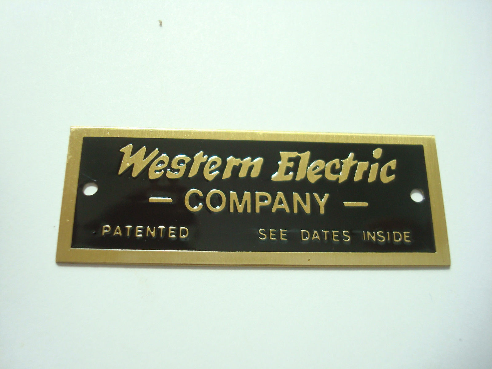 Antique Western Electric telephone  brass nameplate Vintage telephone tag