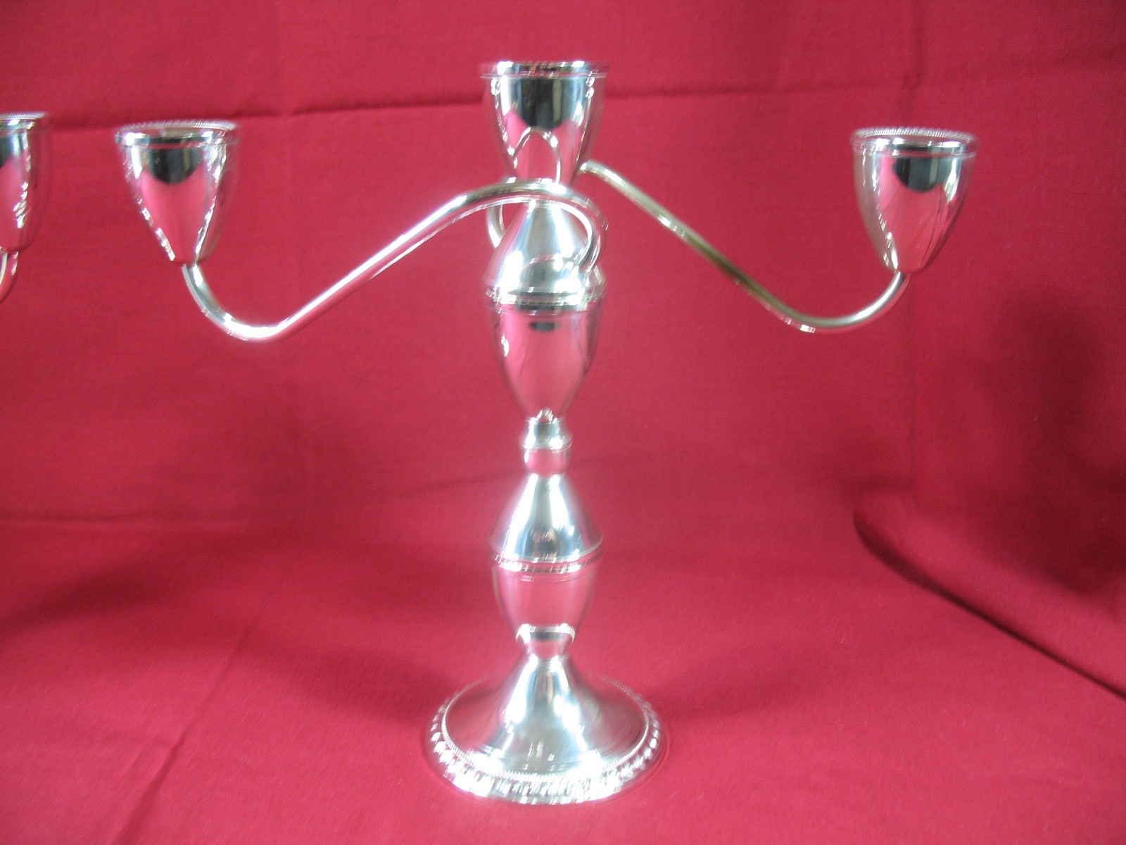 Pair of Elegant Sterling Silver Weighted Candelabra  2 Arm 3 Candle Candlesticks