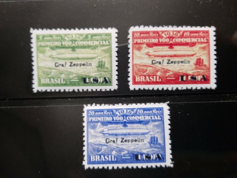 Brazil Stamps SC# 4CL8-10 1930 "Graf Zeppelin" Overprint Replica Place Holders