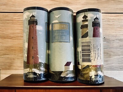 Jubilee Harbor Lights Coastline Beach Lighthouse Trim Wall Paper Border 3 Rolls
