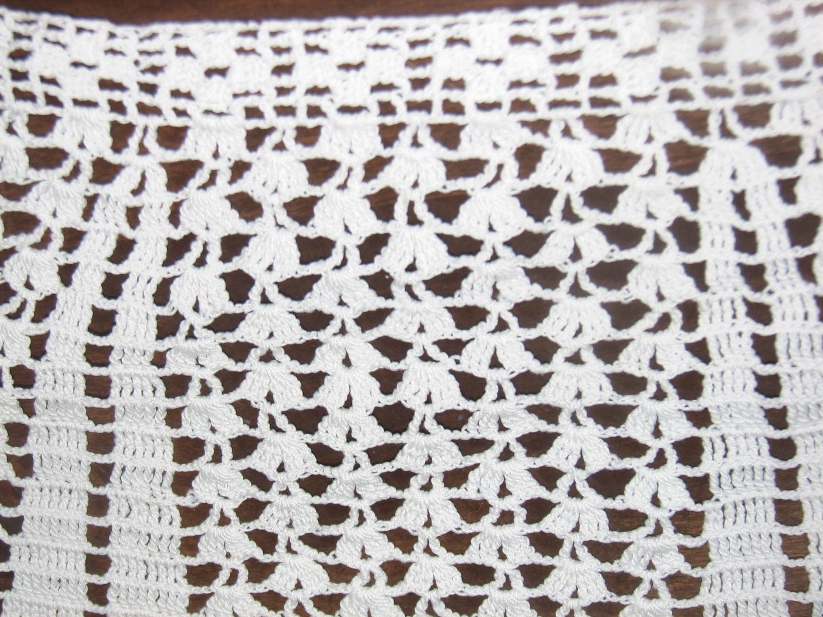 Vintage Crocheted WHITE APRON  with Crocheted Ties -- used