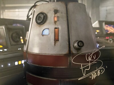 Warwick Davis -GENUINE Signed Star Wars DD-BD 10x8