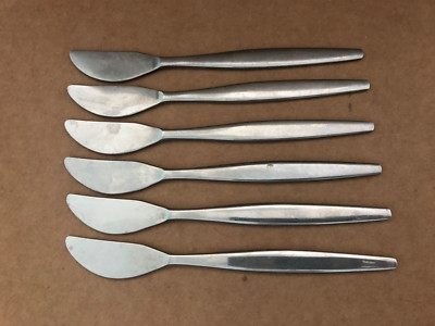 Vintage GENSE SWEDEN Stainless FOCUS Table Knives 6pcs MCM 7 7/8'' Mid Century