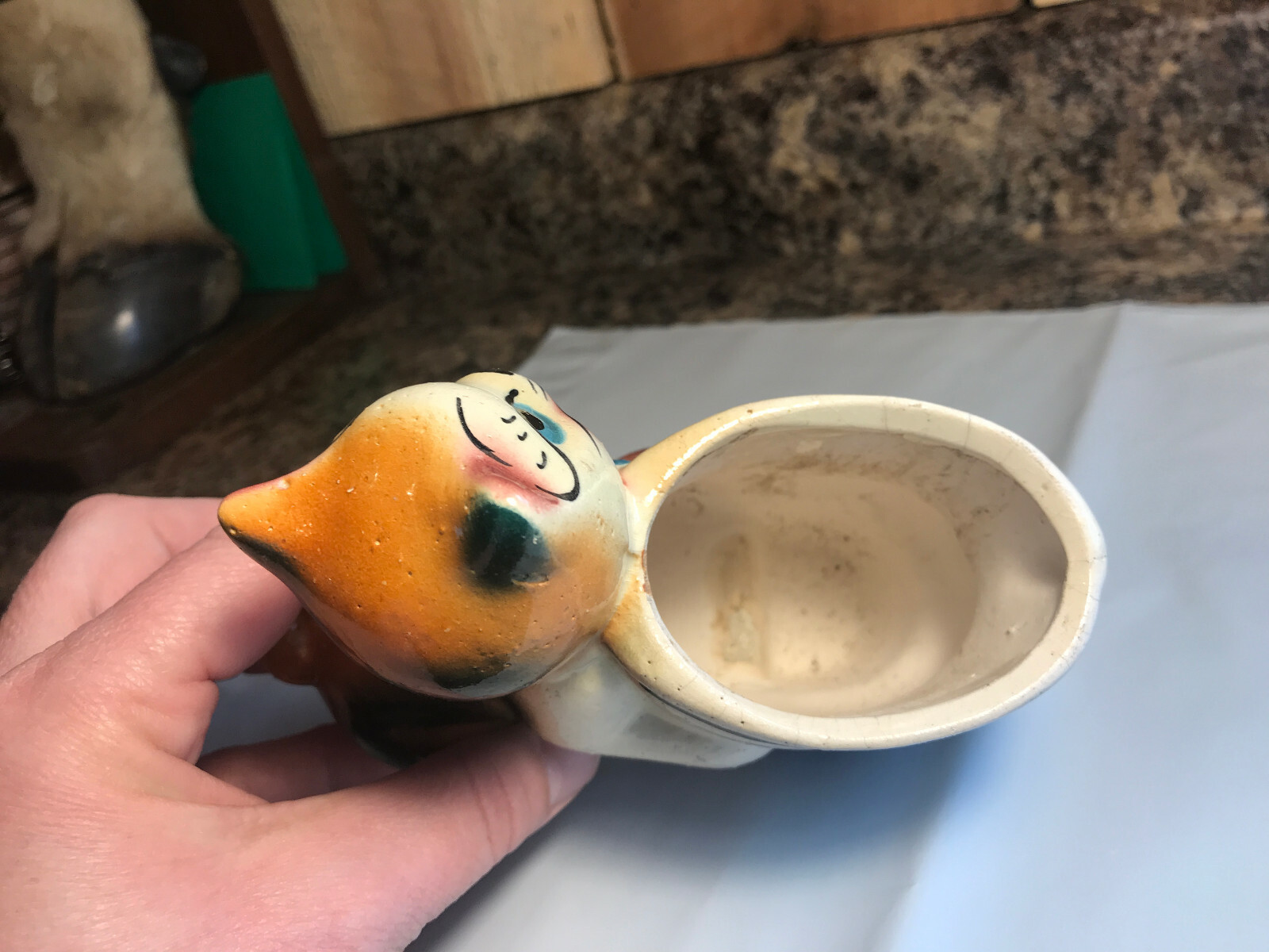 Vintage Ceramic Cat Boot Shoe Planter