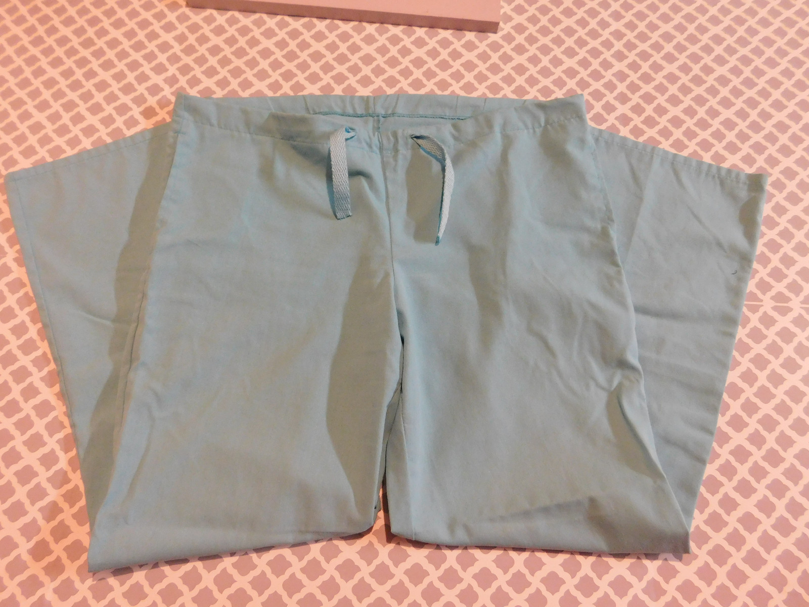 Scrub pants bottoms Light Blue tie waist 2 pockets UA Scrubs Size Medium
