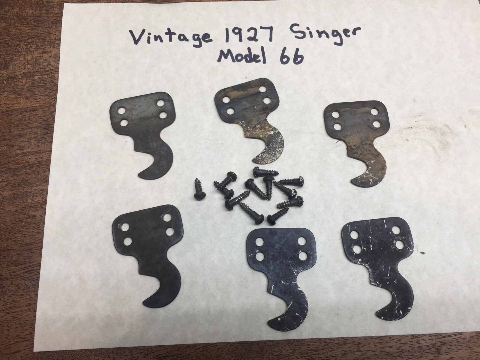 Vintage SINGER Treadle Sewing Machine Drawer Cabinet Mount Clips - 6 w/Screws