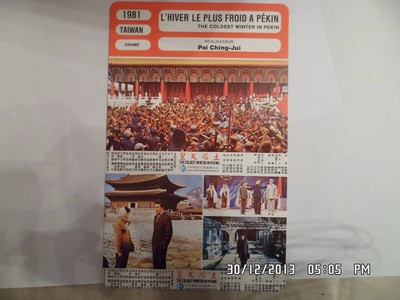 CARTE FICHE CINEMA 1981 L'HIVER LE PLUS FROID A PEKIN Ching Shan-Lin Hu WeiChung