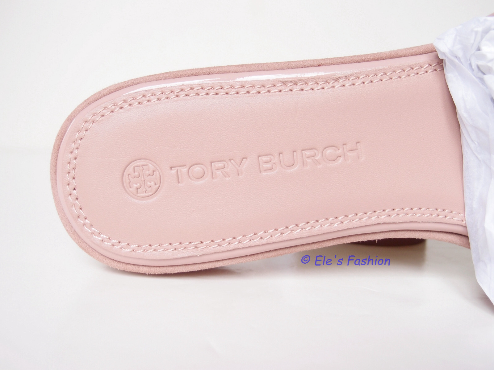 Pre-owned Tory Burch Eleanor Crystal Embellished Leather Slide Sandal Pink 9 Authentc