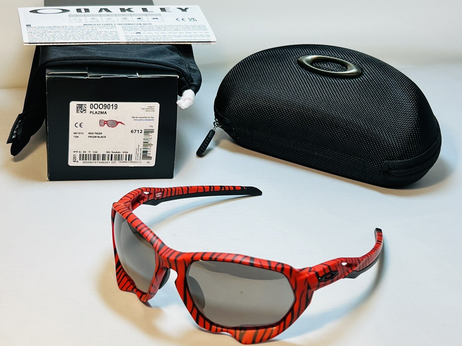 NEW OAKLEY PLAZMA RED TIGER SUNGLASSES PRIZM BLACK LIMITED NEW OAKLEY PLAZMA RED TIGER SUNGLASSES PRIZM BLACK LIMITED