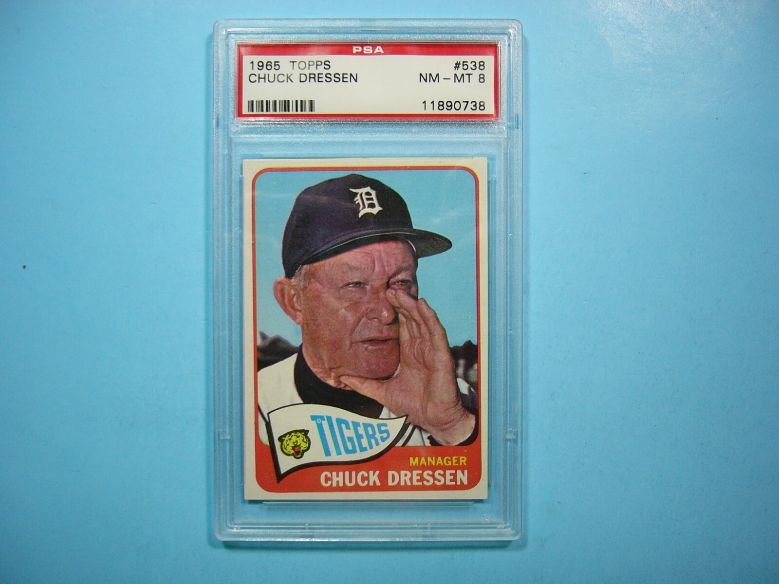 書65 1965 TOPPS MLB BASEBALL CARD #538 CHUCK DRESSEN PSA 8 NM