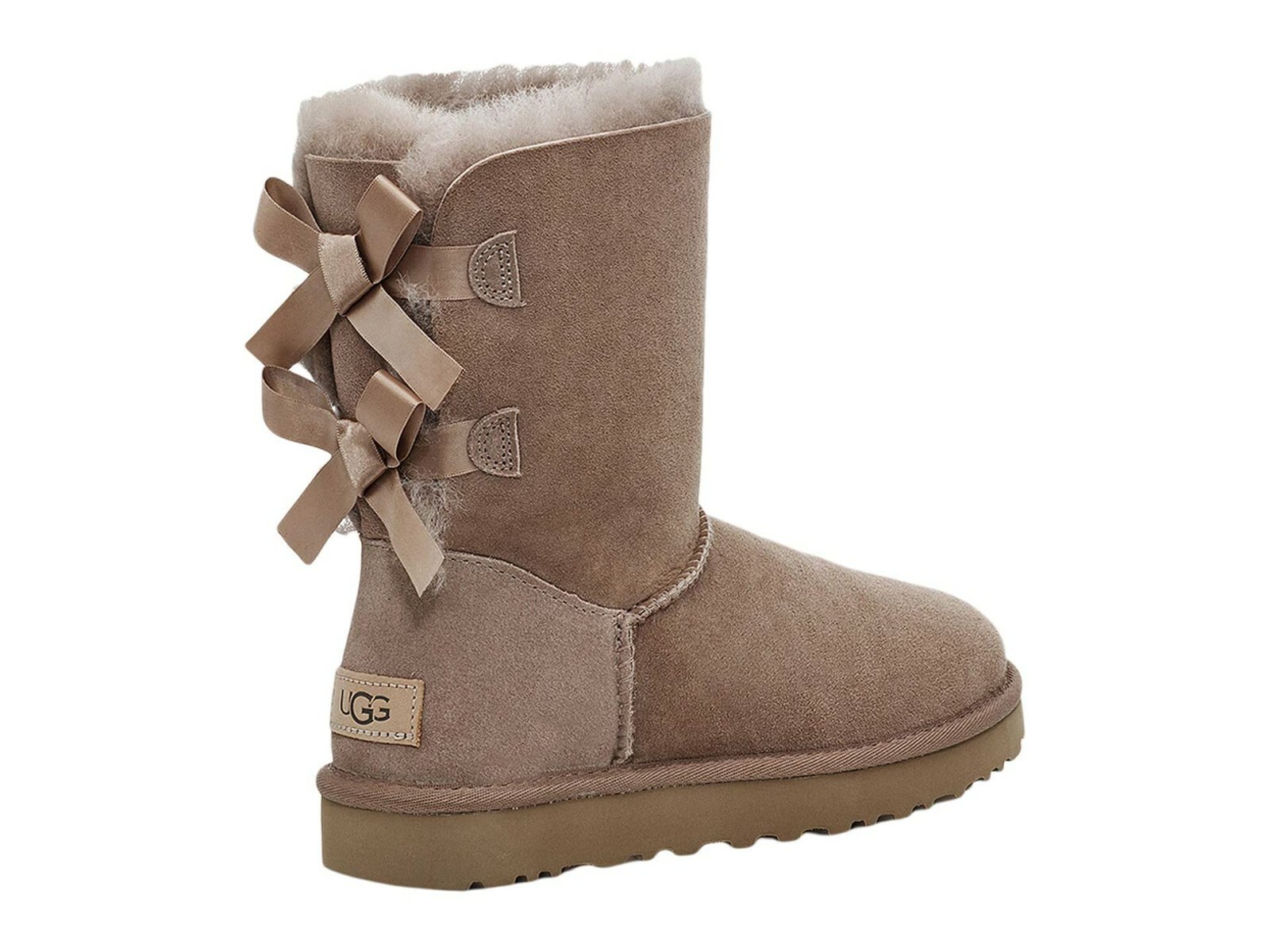 Pre-owned Ugg Bailey Bow Genuine Shearling Flat Boots Twinface Sheepskin Sz 9, 10, 11, 12 In Caribou