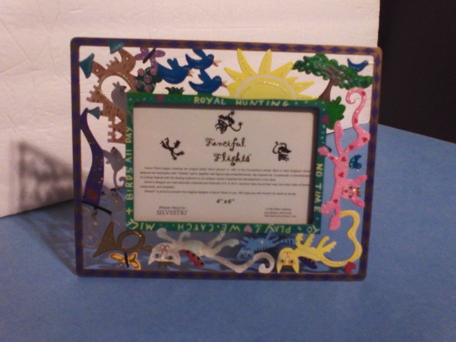 Silvestri Fanciful Flights 4 X 6 Metal Photo Frame /Cat Theme -NEW