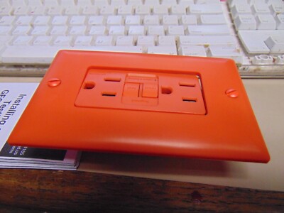 Pass Seymour GFCI duplex receptacle tamper resistant self test15a ORANGE w/cover