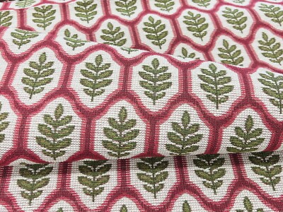 Bassett McNab Heavy Grospoint Uphol Fabric- Grospoint Leaf / Pink 1.85 yd 7685-5