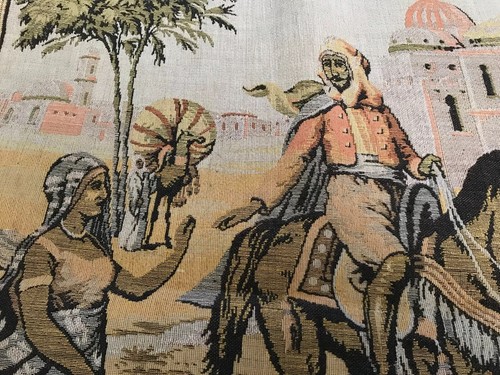 VINTAGE MIDDLE EASTERN Or NORTH AFRICAN SCENE TAPESTRY MADE IN BELGIUM