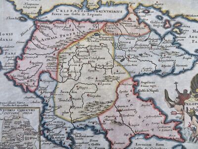 Morea & Peloponnesus Ancient Greece Corinth Sparta Argos 1711 decorative map