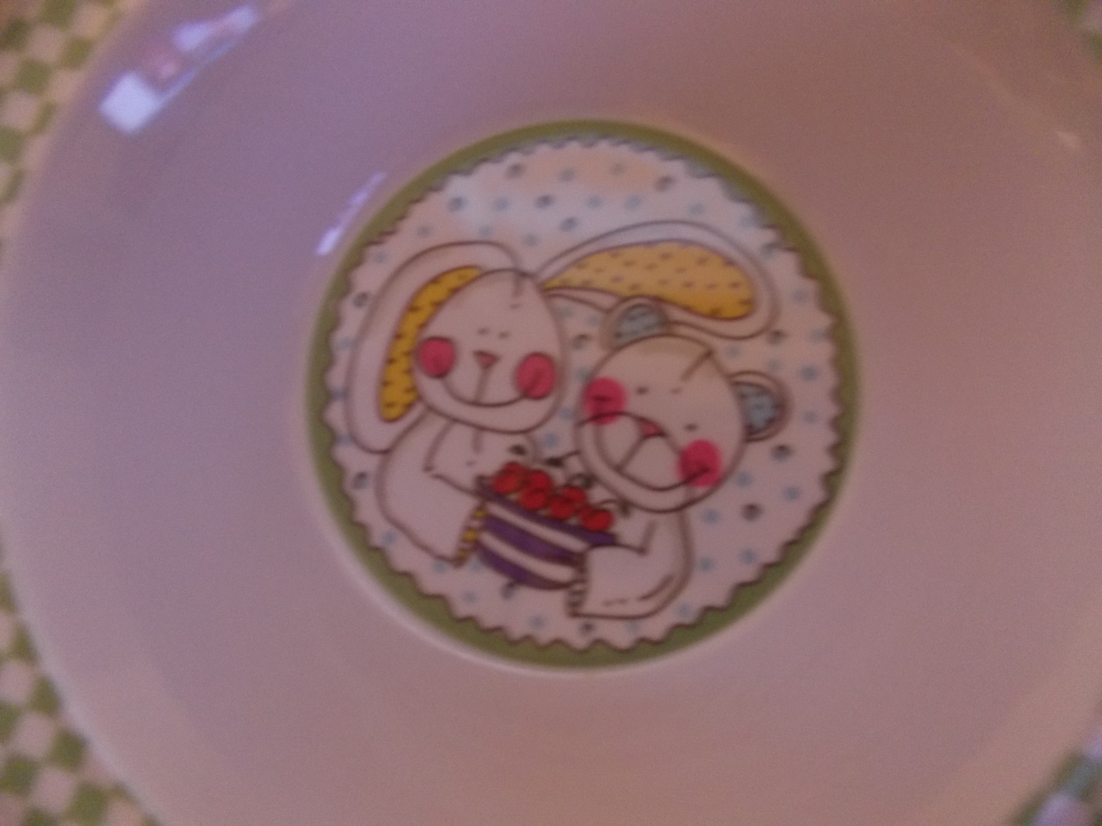 Vera bradley baby dish set melamine bunny bear plate,bowl,cup