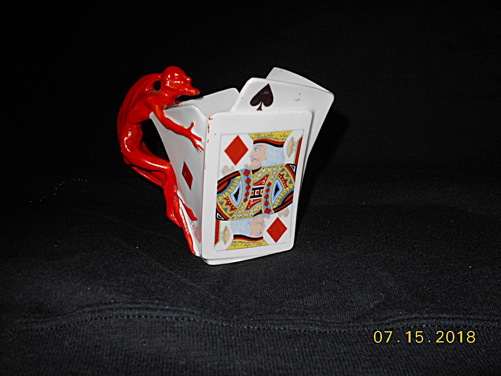 Royal Bayreuth Red Devil and Playing Cards Creamer from Bavaria
