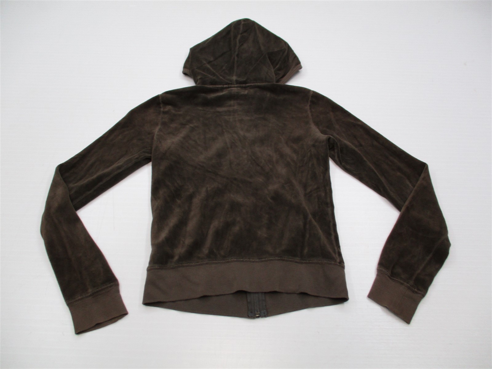 JUICY COUTURE K3074 Youth Girl Size S Full Zip Classic Brown Velour Track Hoodie