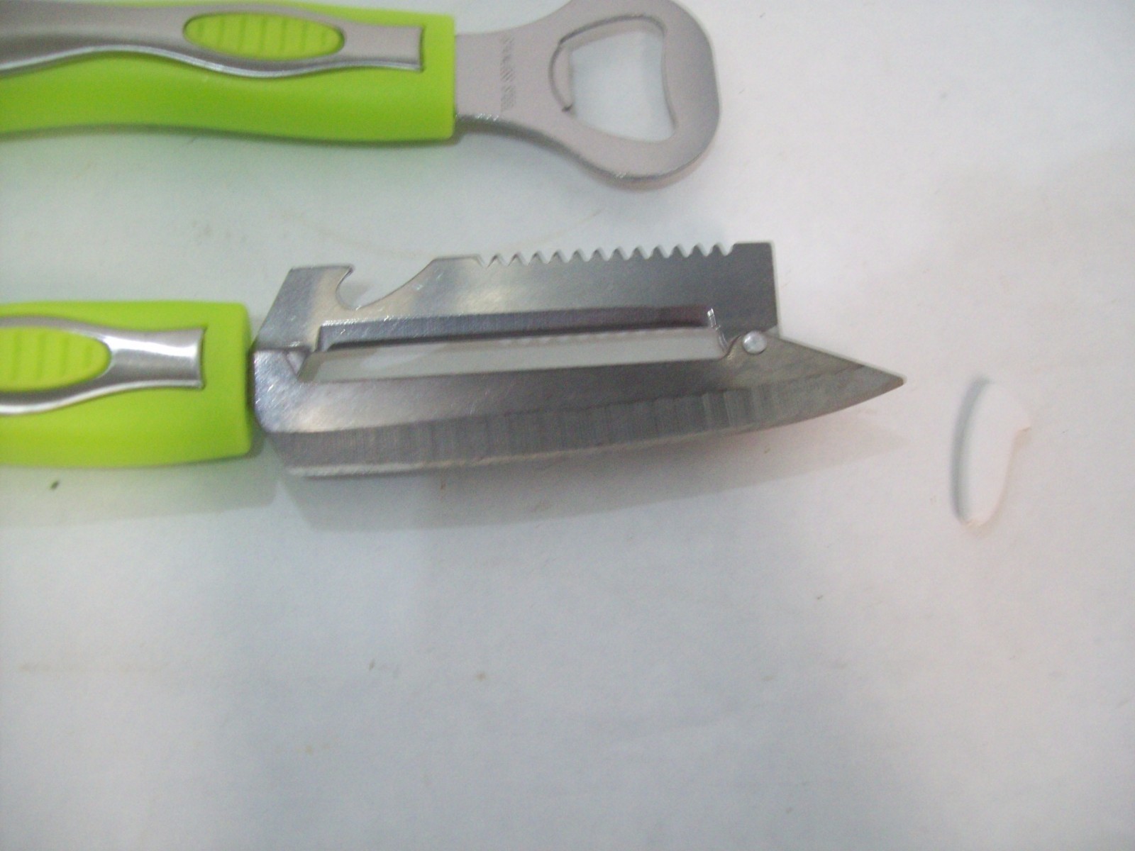 Lime Green Stainless Steel Bottle Opener & Grating Slicer Knife  B3