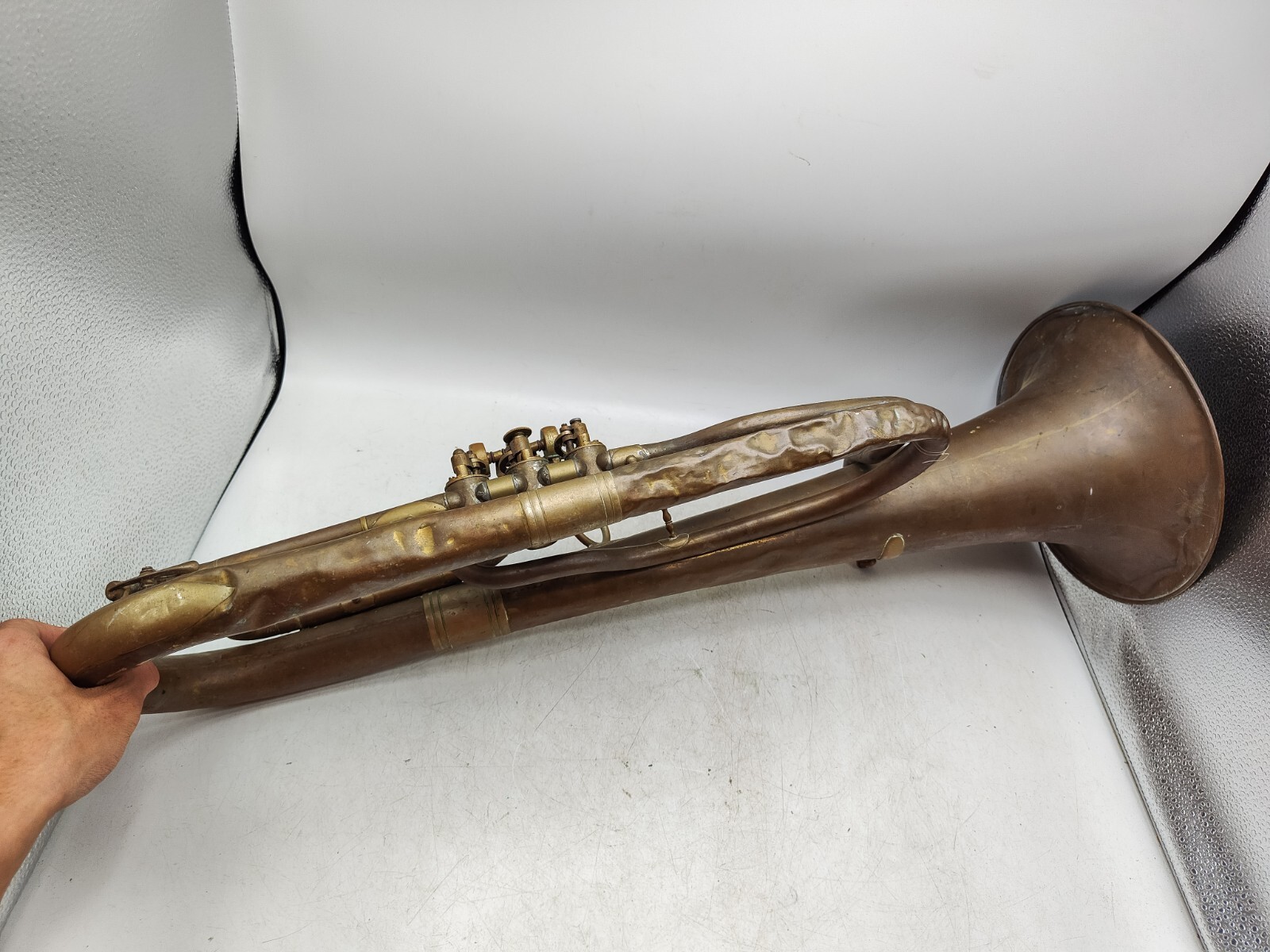 Antique - Ackermann Lesser Dresden German Rotary Tenor Horn (Alto) - Dented!