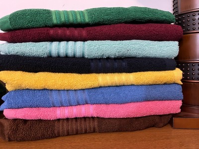 Set of 3 Bath Towel and Linen Mart 90% Cotton 10% Mix Multi Color (27 x 58.5) in
