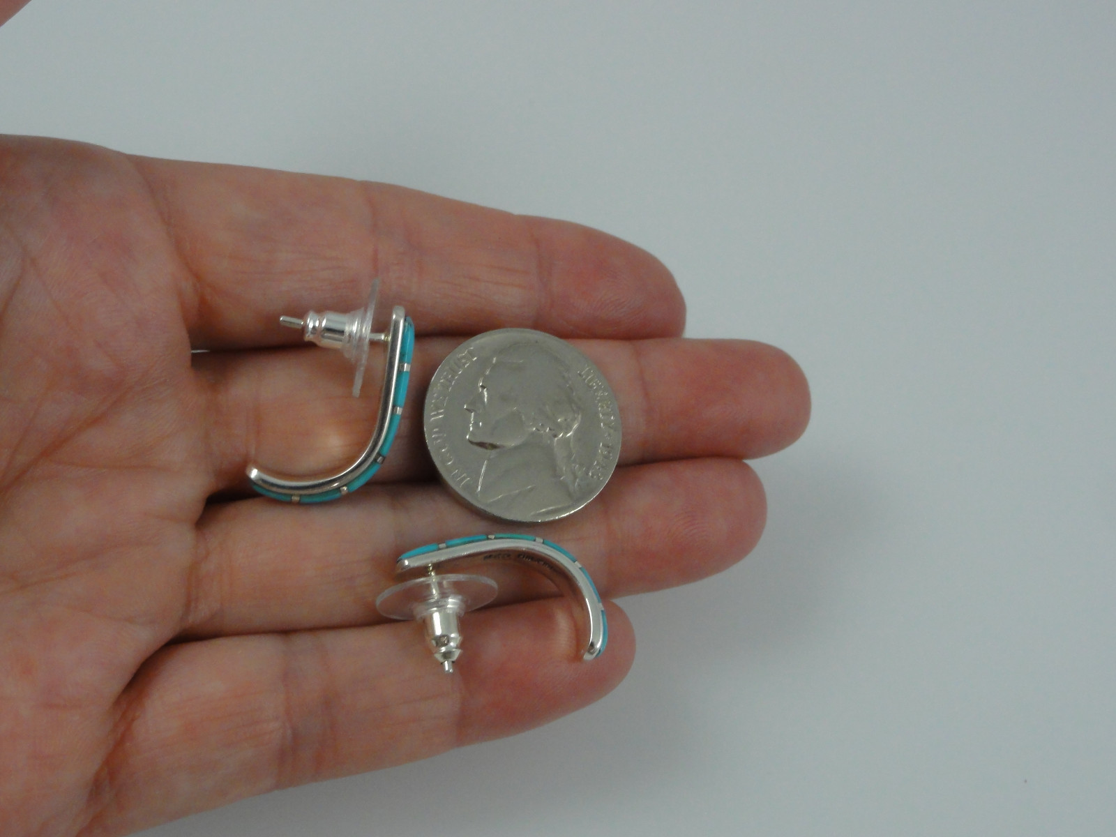 Sterling Silver Turquoise Inlay 3/4