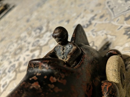 A. C. Williams Cast Iron Boat Tail Racer w/ Driver Embossed Pistons 8.5