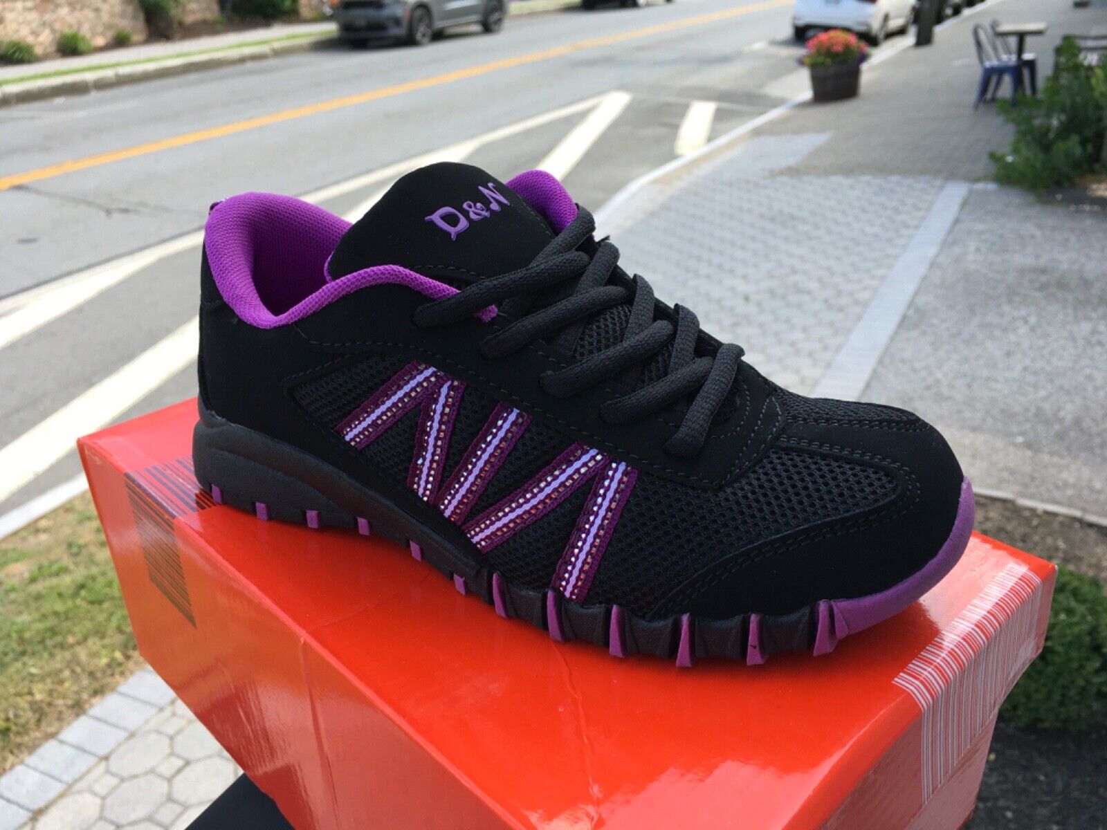 Womens D&N Black & Purple Athletic Sports Sneakers Style QX Womens D&N Black & Purple Athletic Sports Sneakers Style QX