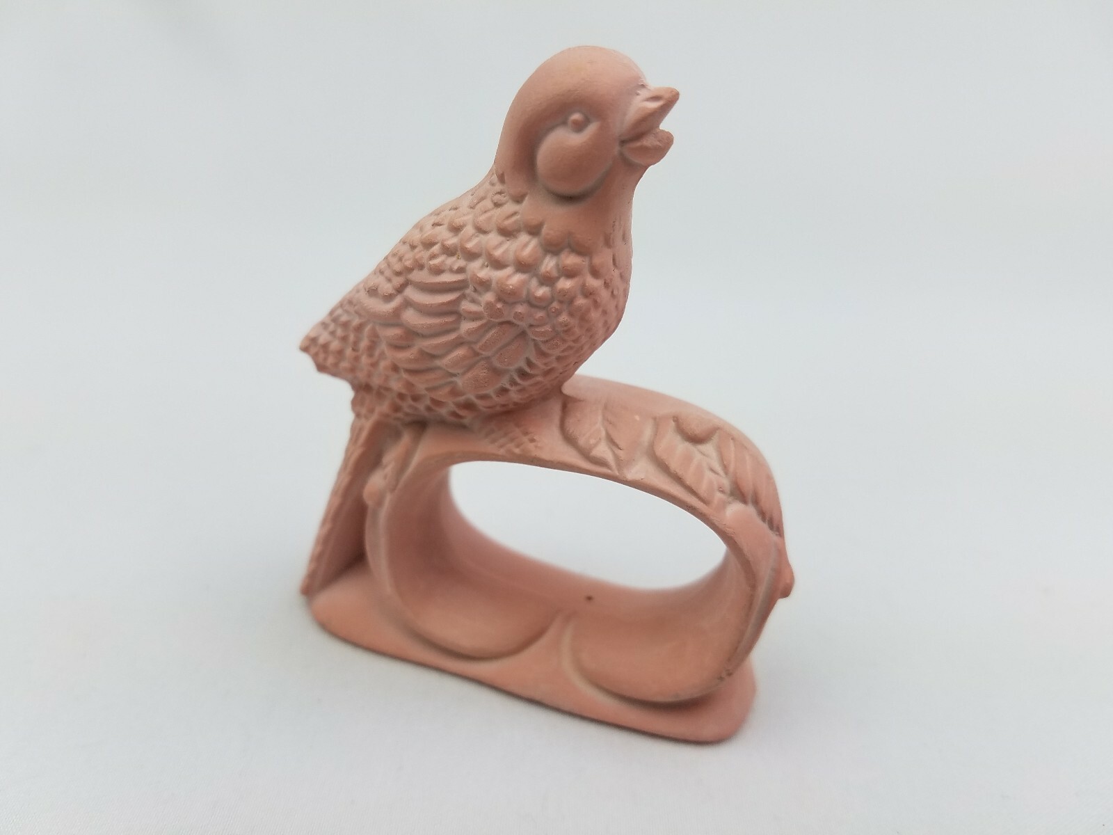 Mud Pie Ceramic Clay Bird Napkin Rings Holders Handcrafted Lot Set 4 Unglazed