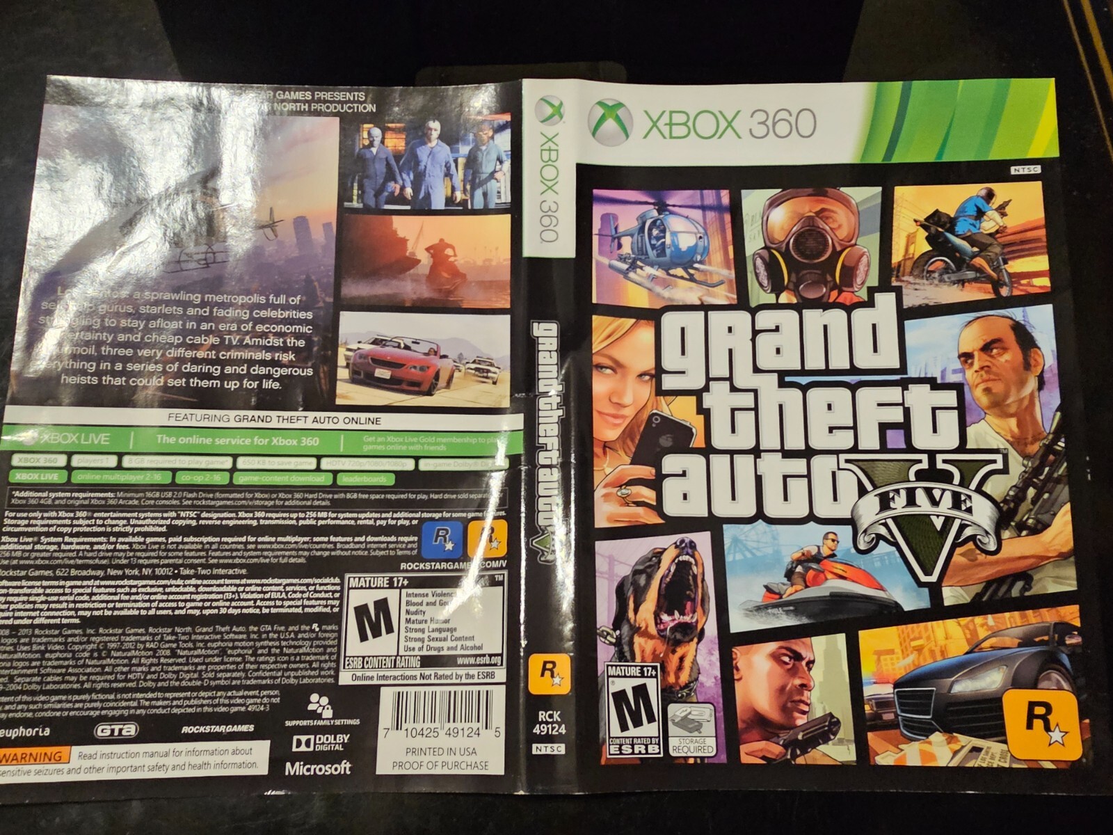 NO GAME) Grand Theft Auto V (Xbox 360) Cover Art Only | eBay