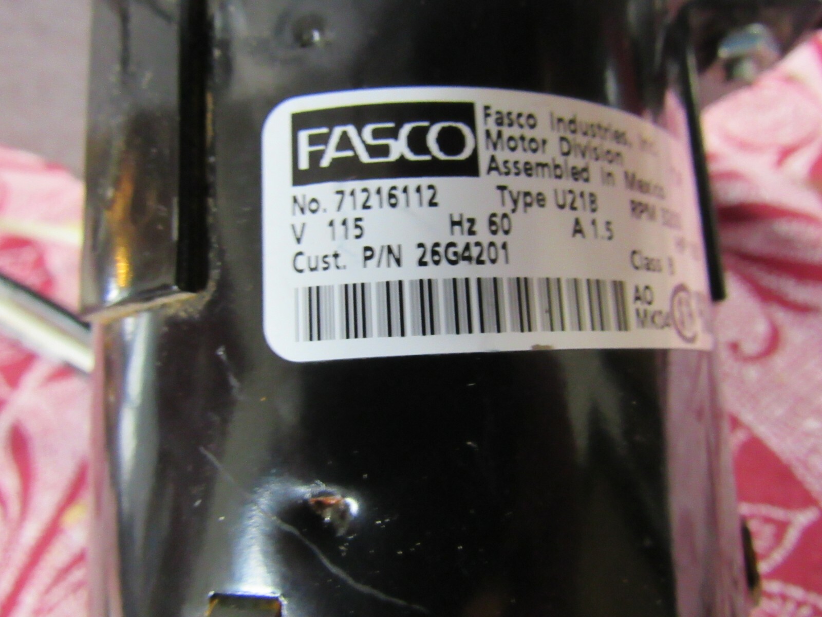 Fasco Inducer Motor  71216112  26G4201  Type U21B