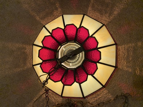 Vintage Kodak Hanging Glass Leaded Lamp. Excellent Condition!