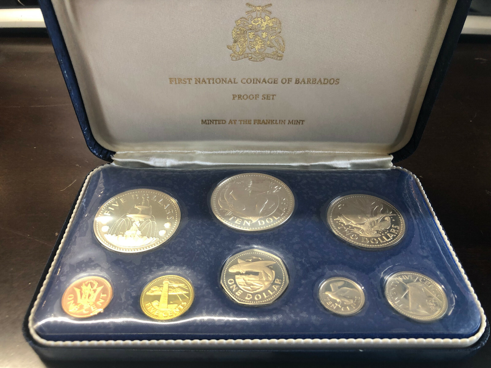 1973 First National Coinage of Barbados Proof Set Box & COA #J15262