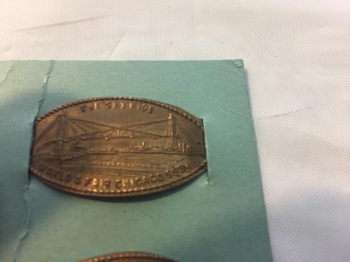 1934 Chicago Worlds Fair Elongated Cent Pressed Penny Set Of 5