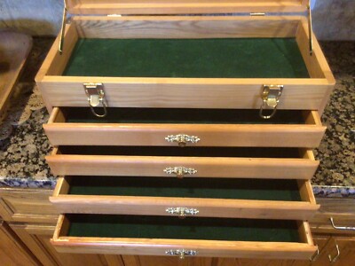 Wooden Box Flip Lid Top With 4 Drawer Chest Doctor Jewelry ?