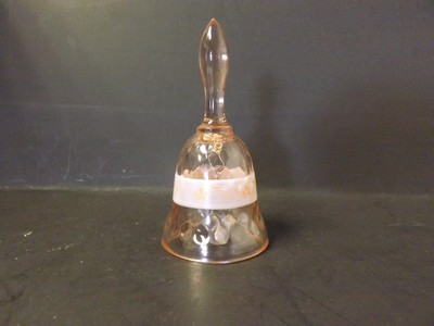 FENTON PINK D MILLER OPTICAL GLASS RINGING BELL