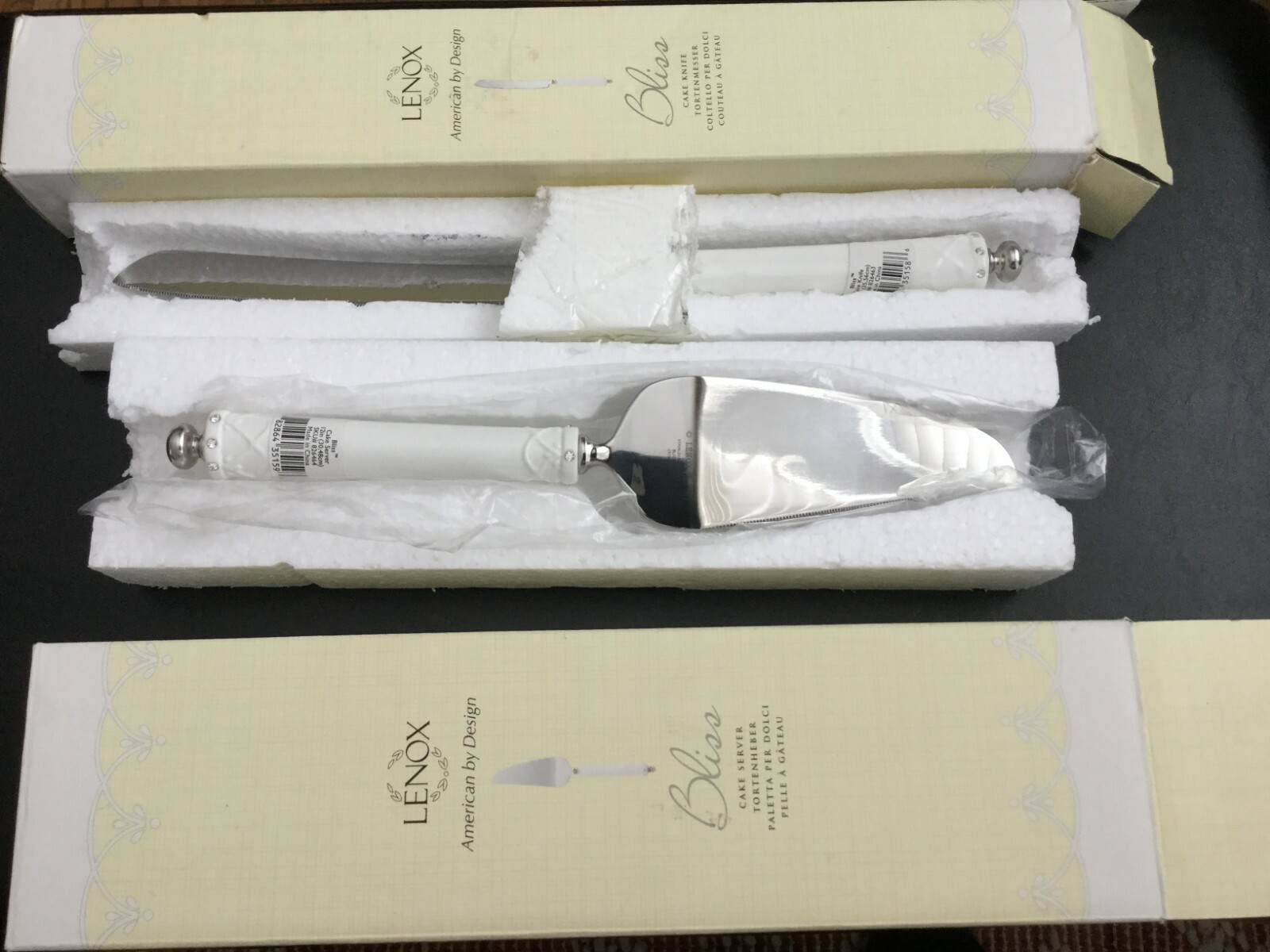 New Lenox Wedding Bliss 2 Piece Dessert Set Cake Server & Knife Stainless Steel
