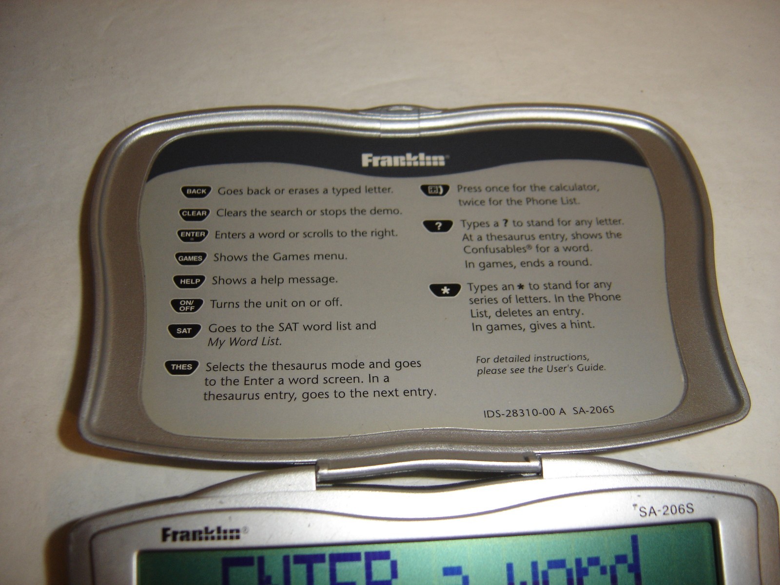 Franklin Spelling Ace SA-206S w/ Thesaurus Handheld Electronic Tested Works