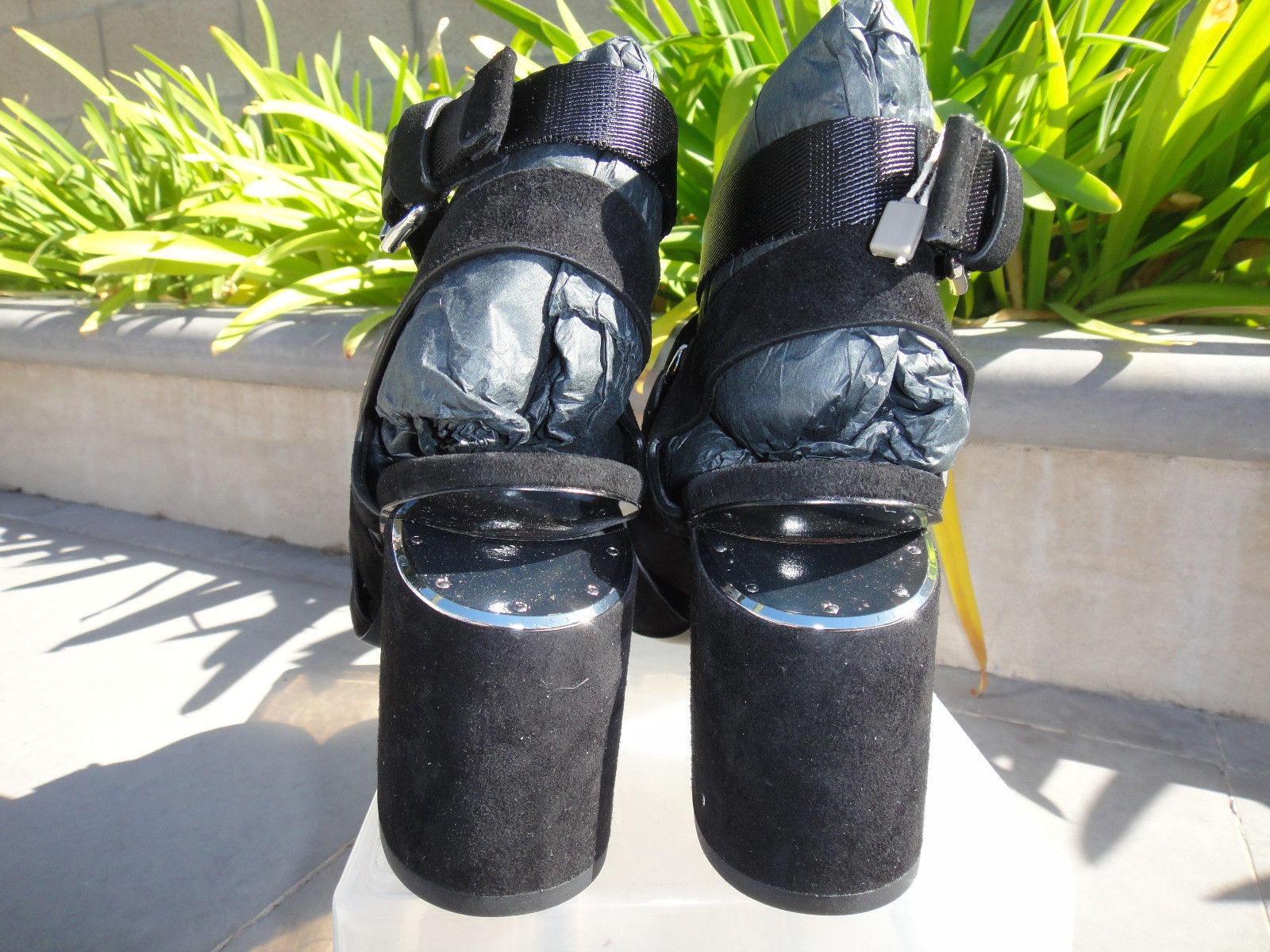 Pre-owned Alexander Wang Rachel Suede Lace Up Iconic Heel Sandal Msrp$495 Eu37.5 Or 38.5 In Black