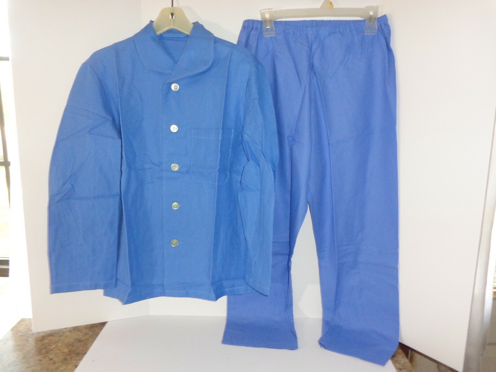 Vintage German Army Blue Pajamas PJ Set Shirt Pants Size 44 Vintage German Army Blue Pajamas PJ Set Shirt Pants Size 44