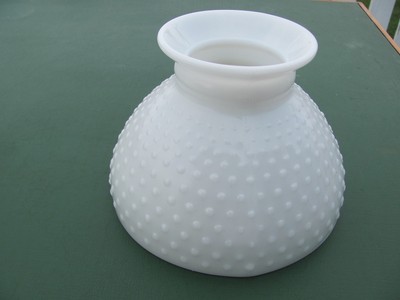 Vintage White Hobnail Glass Shade 8 inch Fitter Polished Rim