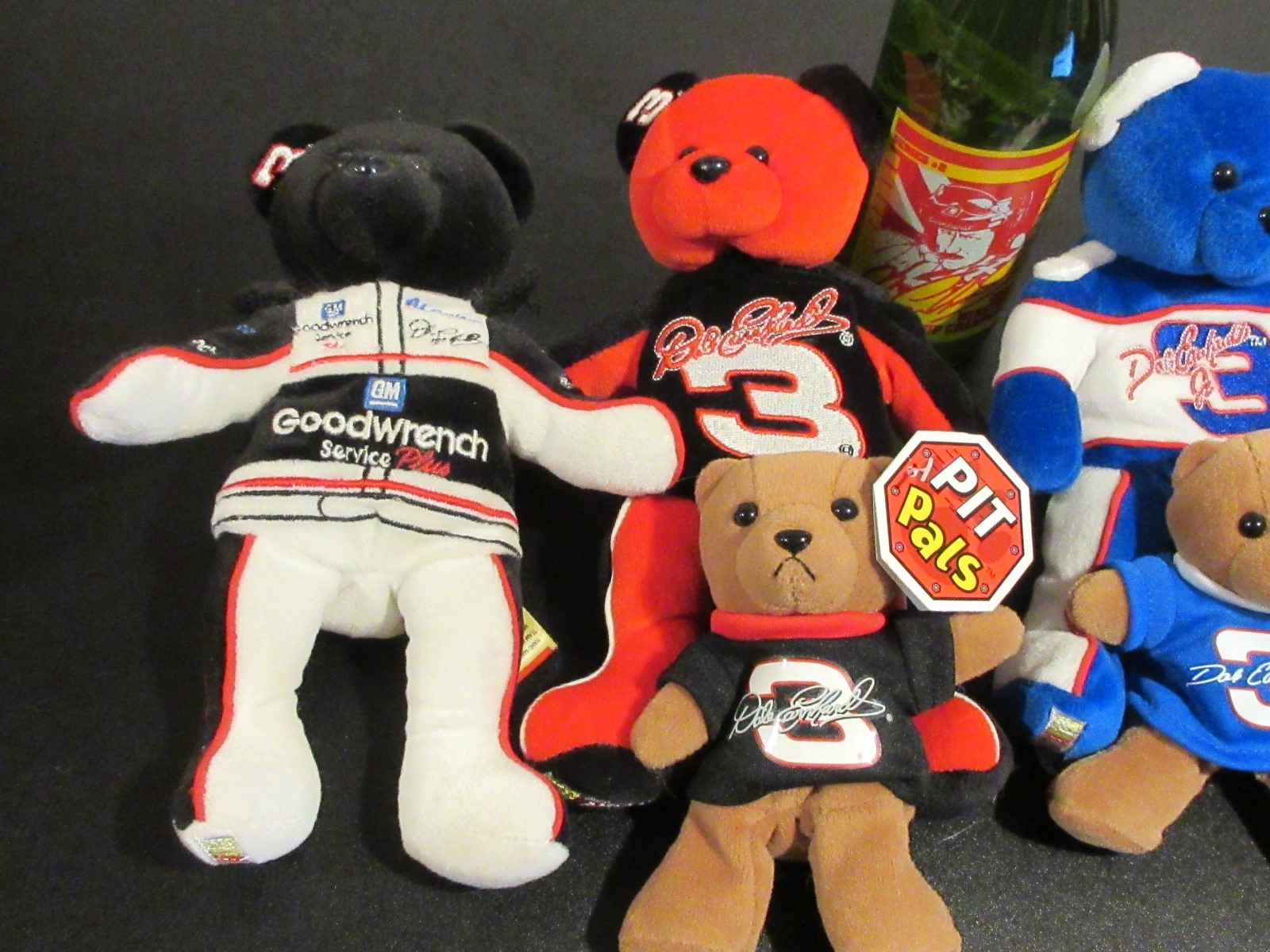 5 Dale Earnhardt Teddy Bears + 1 Sun Drop Soda + 2 Diecasts Cars + 3 Pictures