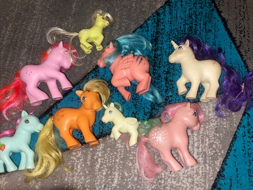 VINTAGE LOT OF 8 MY LITTLE PONY PONIES & UNICORN 1980'S