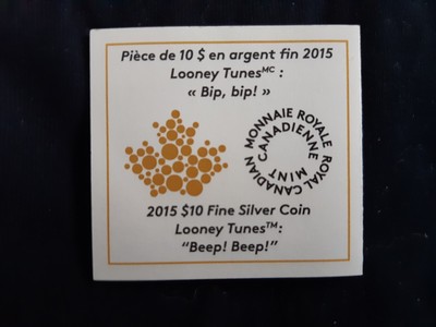 2015 $10 .999 Silver coin, Looney Tunes 
