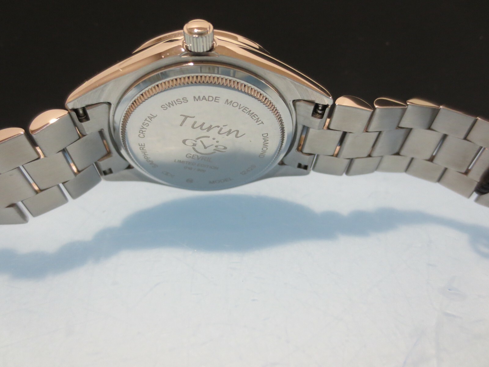 Pre-owned Gv2 By Gevril Women's 12429b Turin Diamond Mop Dial Swiss Quartz Steel Watch