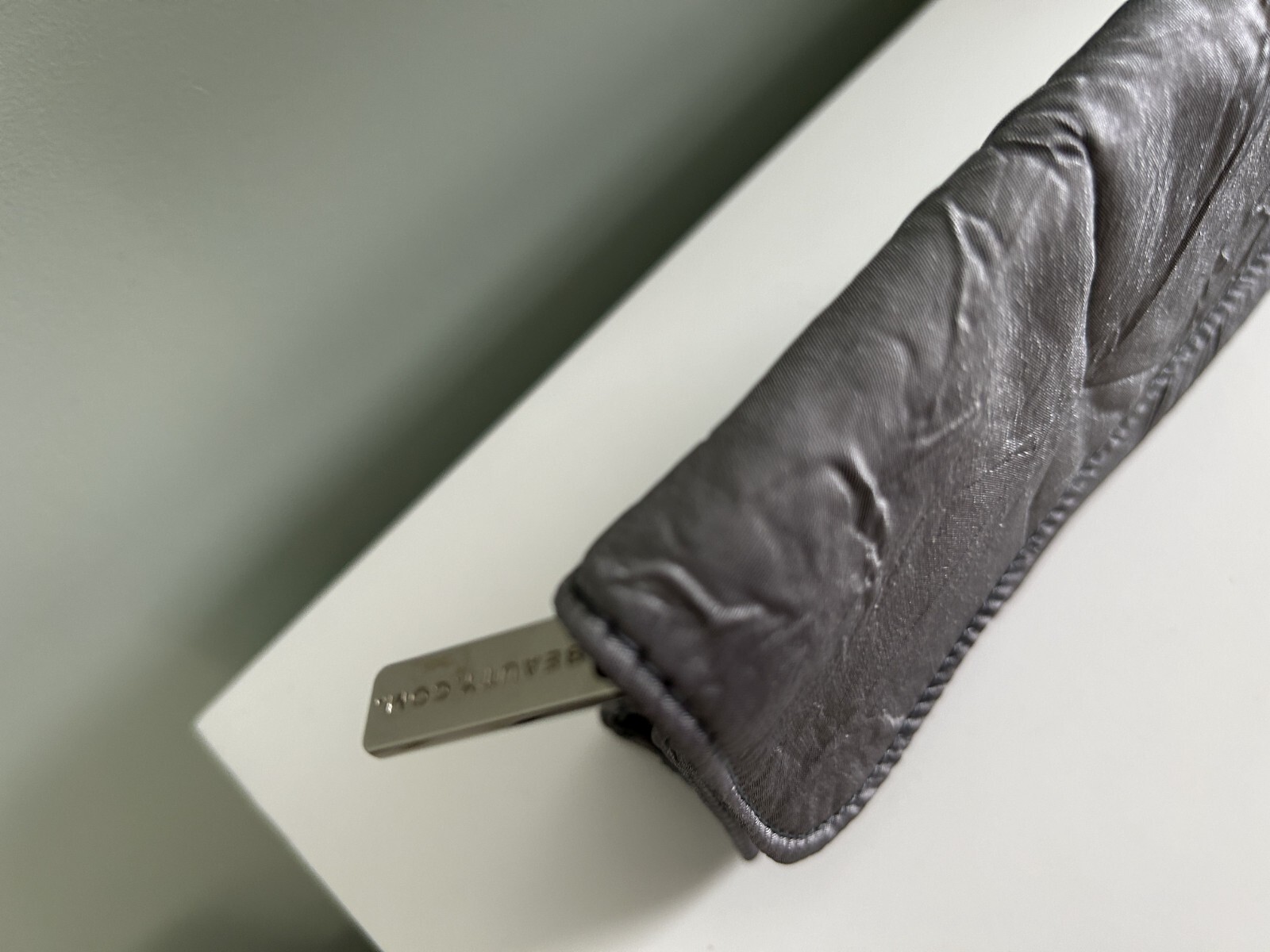 Beautycom Crinkle Cosmetic Bag/Clutch, Gunmetal, NEW